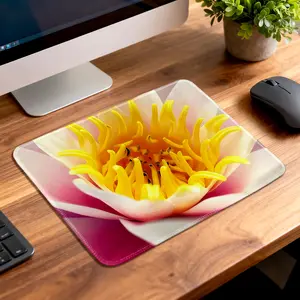 Aesthetic Lotus Flower Gaming Mousepad - Non-Slip Desk Mat with Stitched Edges, Watercolor Art, Precise Control for Work & PC Setup
