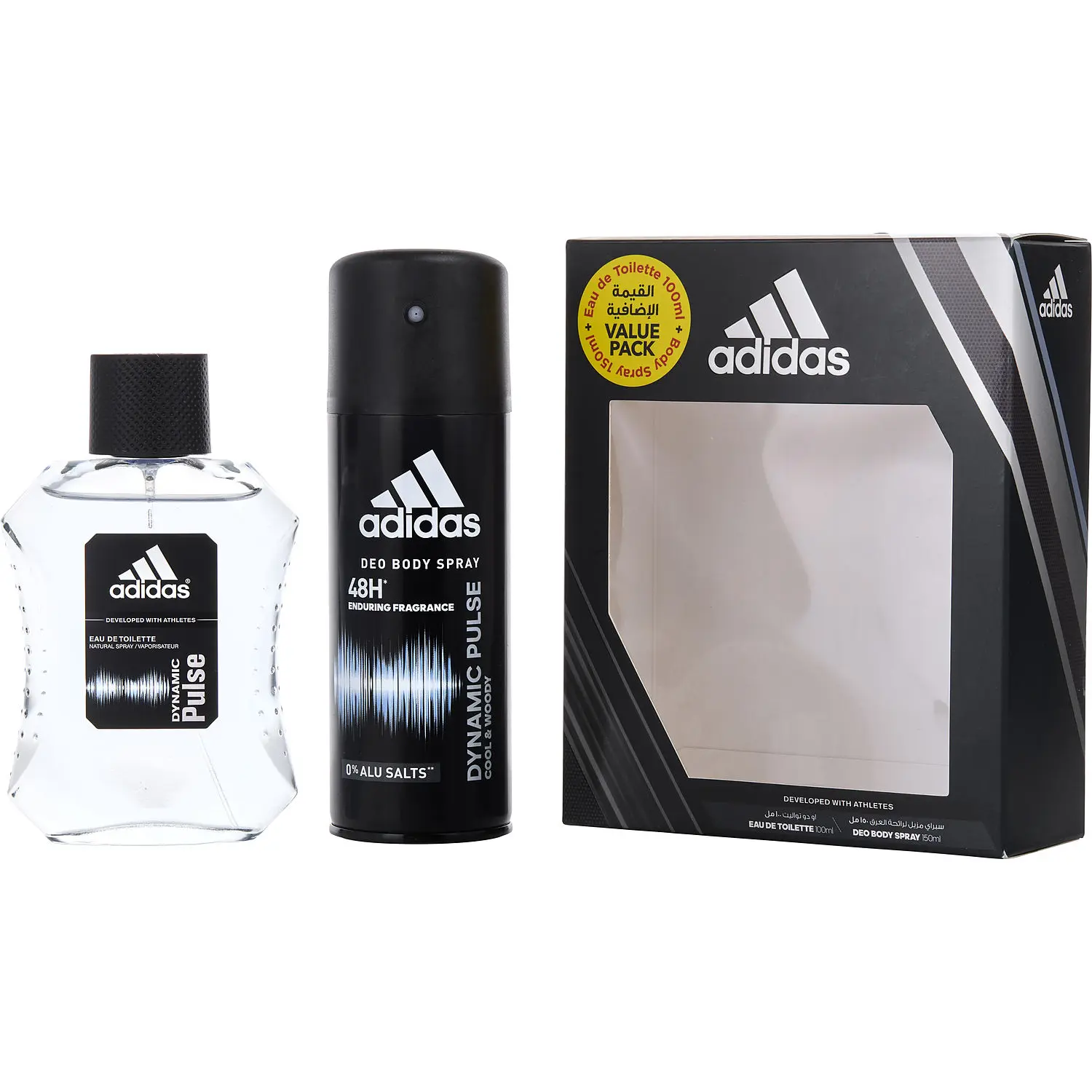 Adidas Dynamic Pulse Set-Edt Spray 3.4 Oz & Deodorant Spray 5 Oz For Men