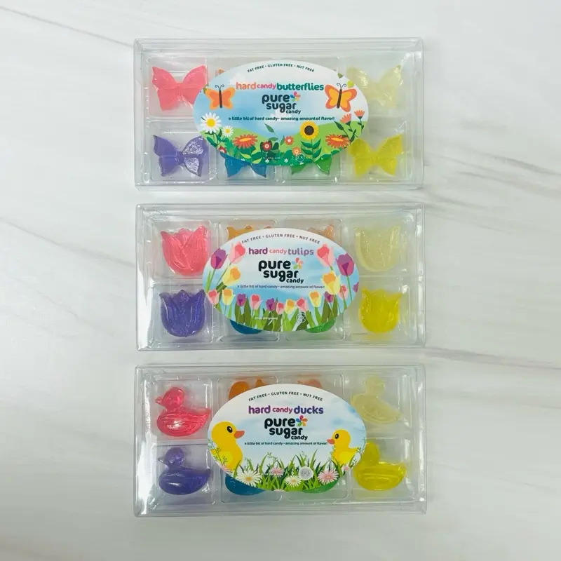 SPRING HARD CANDY 3-PACK BUNDLE - DUCKS, BUTTERFLIES, and TULIPS hard candy snack pack bundle