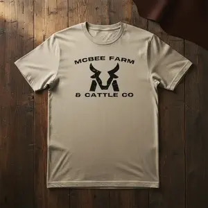 Menswear McBee Farms Distressed Logo T-Shirt, Casual Cotton-Polyester Men's Top