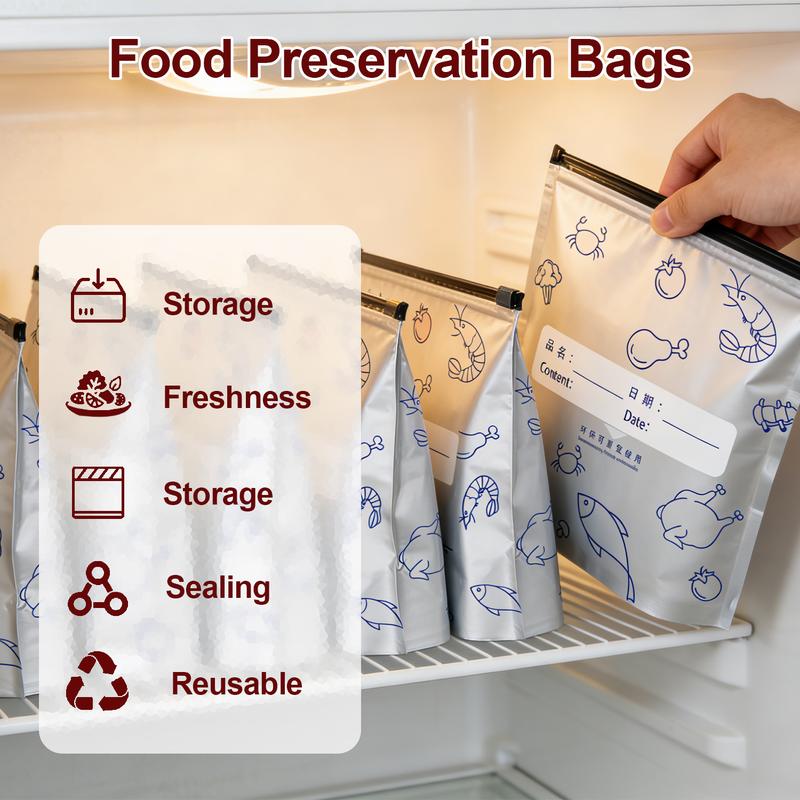 [Free!!ship] BMTWE Resealable Vacuum Zipper Pouches 30 PCS Reusable Sealable Storage Bags with Label for Food Vegetable Fruit Meat Beans (10*S+10*M+10*L)