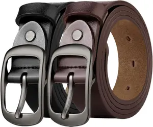 HAGIG [2 Pack] Leather Belt Women-Womens Leather Belt with Pin Buckle-Belts for Women for Jeans, Pants, Dresses