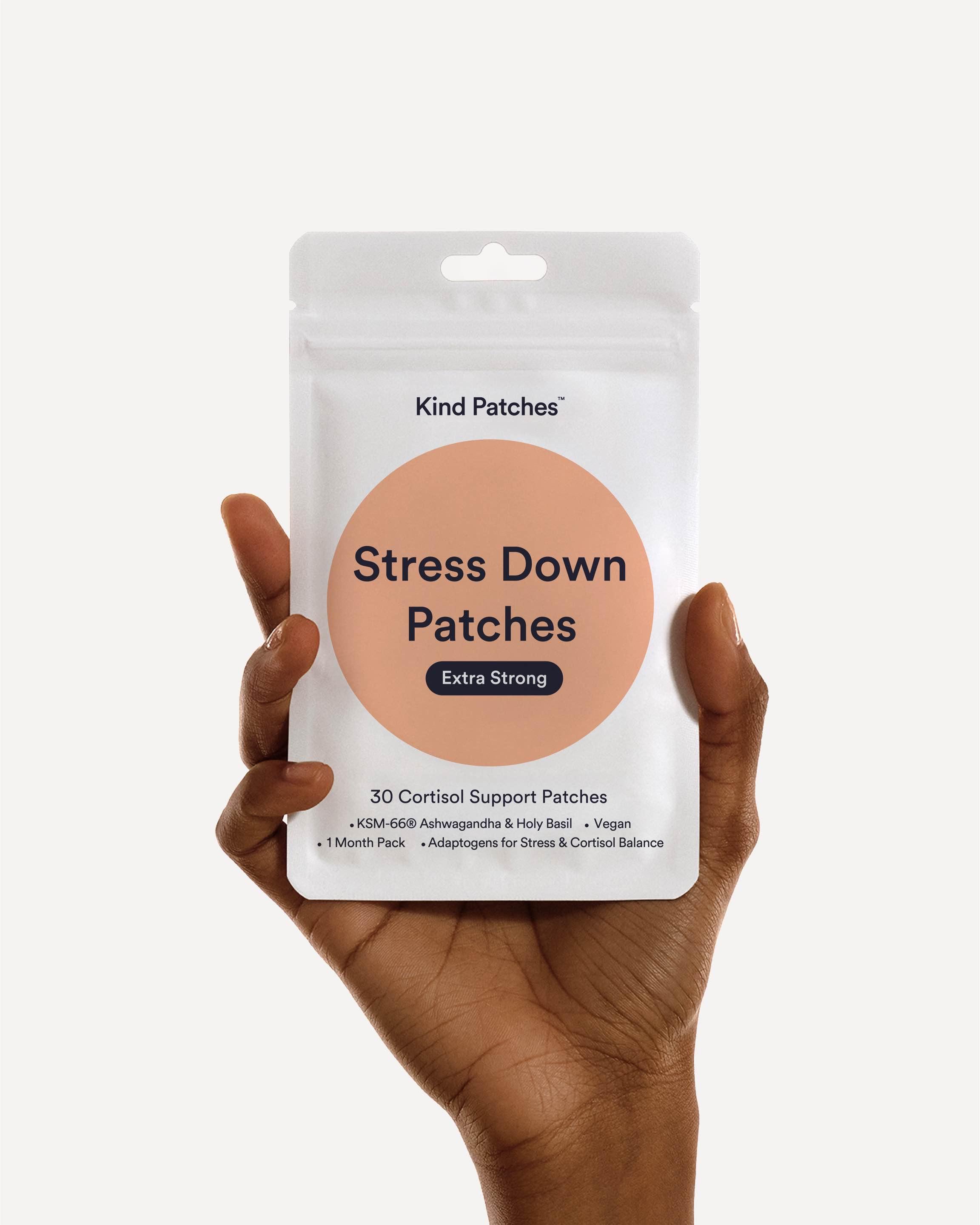 Kind Patches, Stress Down Patches Extra Strong, 30 Cortisol Support Patches, Ashwagandha, Lower Cortisol/ Stress Balance, Natural Ingredients, 1 Month Supply