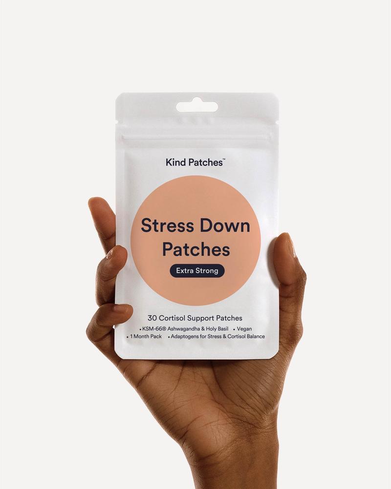 Kind Patches, Stress Down Patches Extra Strong, 30 Cortisol Support Patches, Ashwagandha, Lower Cortisol/ Stress Balance, Natural Ingredients, 1 Month Supply