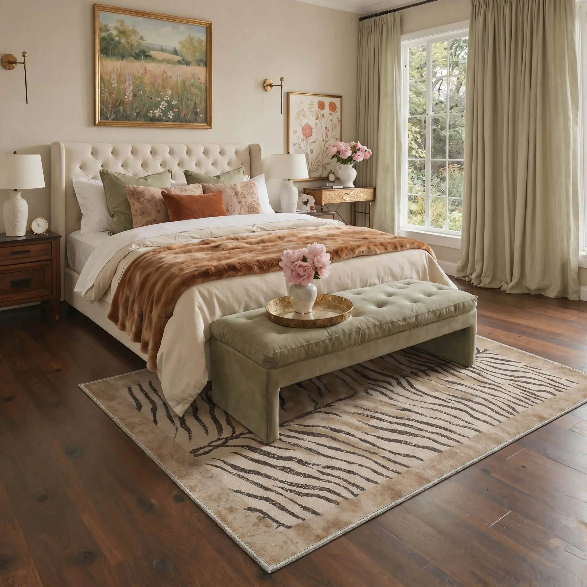 【Back To School】GENIMO Washable Area Rug Soft Non Slip Pet Friendly Floor Carpet for Living Room Bedroom Kitchen Hallway Home Decor Indoor Floor Covering,ARN5754-OCHRE LEAF