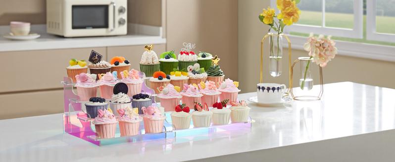 Lifewit 4 Tier Iridescent Acrylic Display Stand for Perfumes, Fragrances,Cologne, Figures, Cupcake, Dessert, Decor fragrance stand Racks