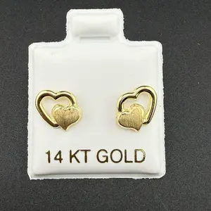 14k Gold Heart Earrings - 14 KT Gold, Heart Design, Suitable for All Seasons