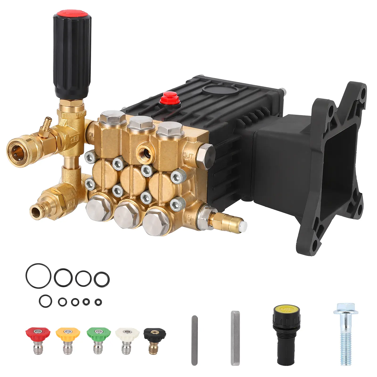 4000 PSI 4.4 GPM Pressure Washer Pump - 1" Horizontal Shaft Three-layer Plunger - All-purpose Direct Drive Replacement Kit - Compatible with Most Major Brands and Simpson MorFlex Models 4000 PSI 4.4 GPM Pressure Washer Pump