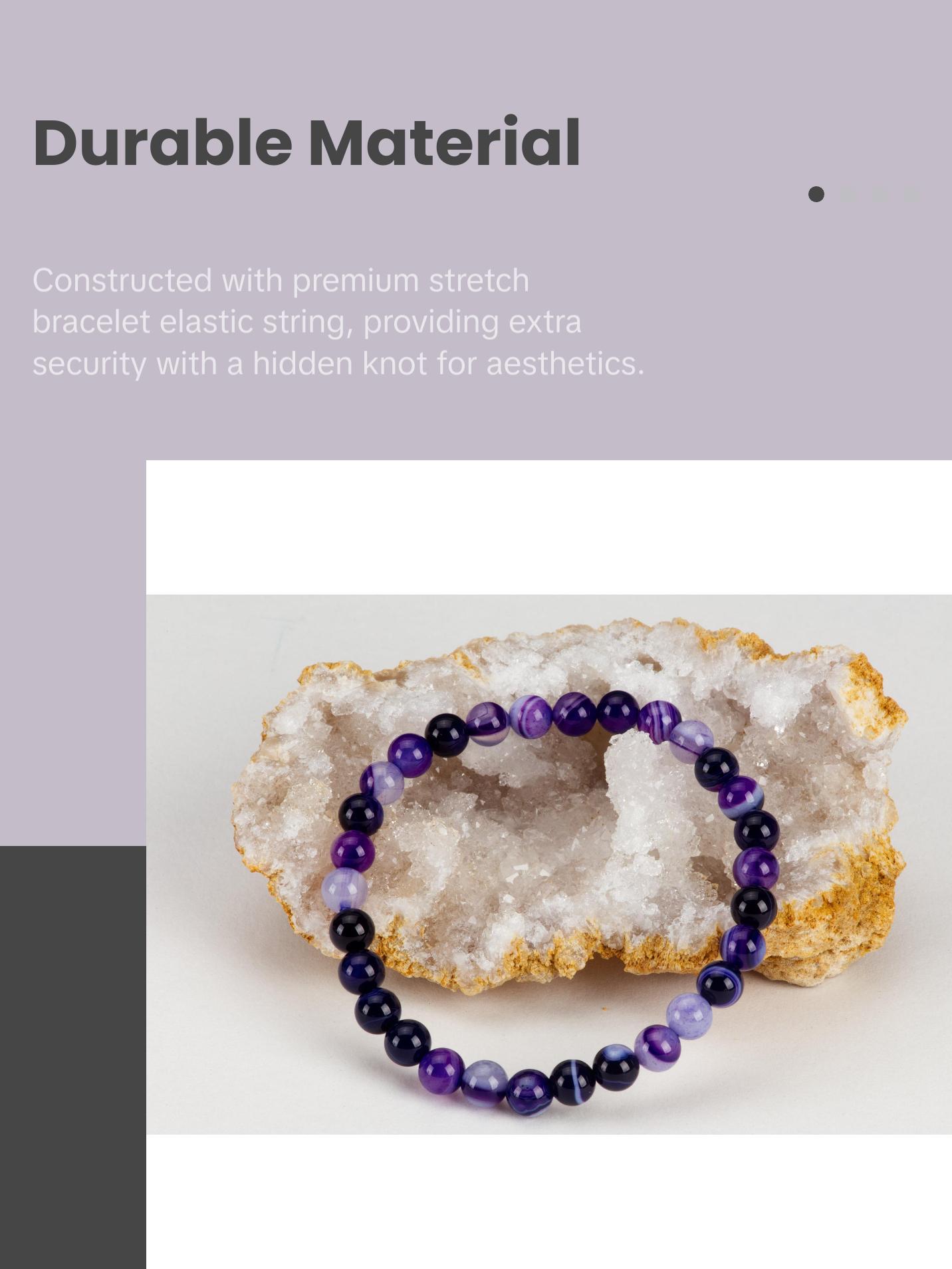 Cherry Tree Collection | Stretch Bracelet | 6mm Beads (Lace Agate - Purple)