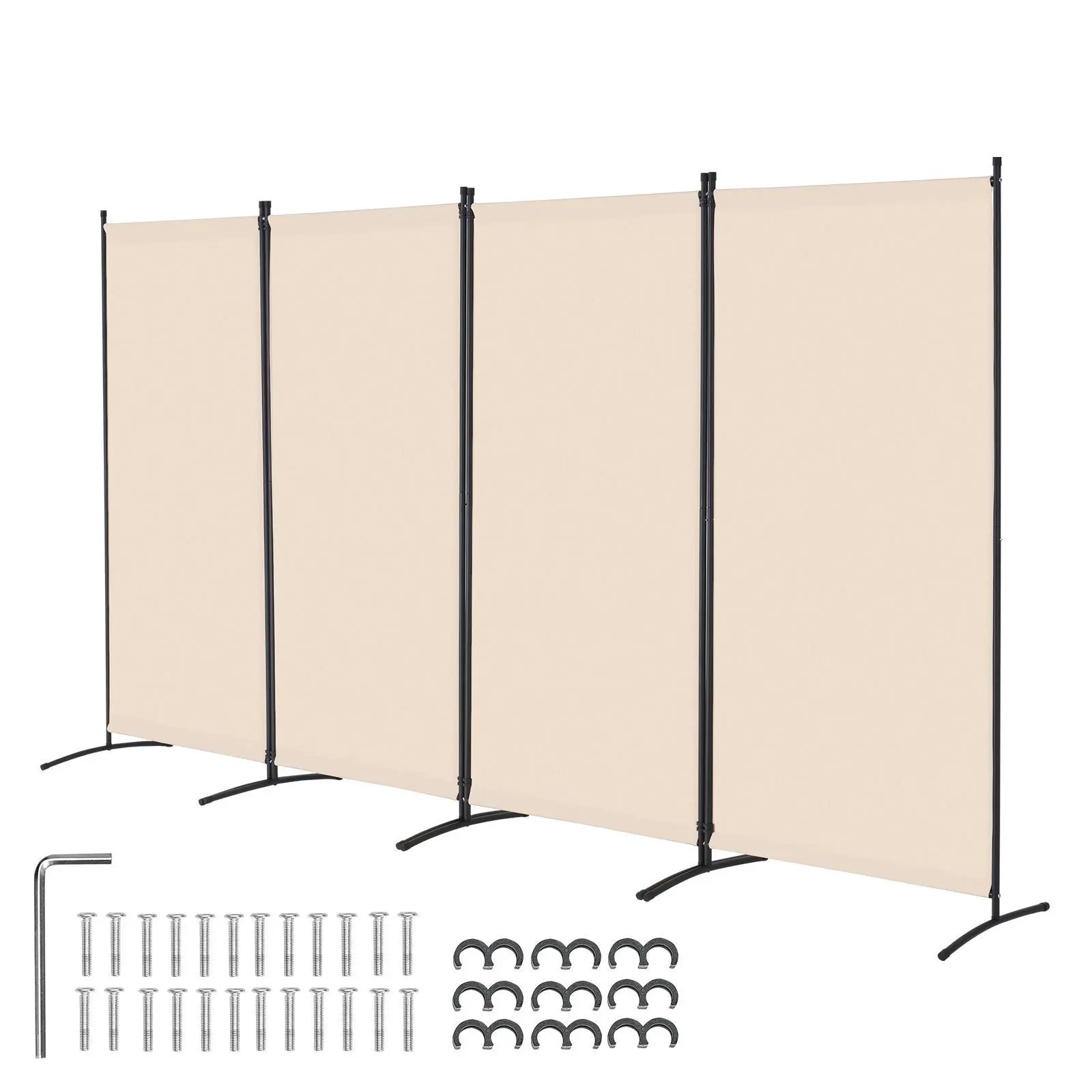 【SummerFinds】VEVOR Room Divider, 4 Panel Room Divider, Folding Privacy Screen and Portable Partition Divider for Room Separation, Freestanding Room Partitions for Office, Bedroom, Study, Beige