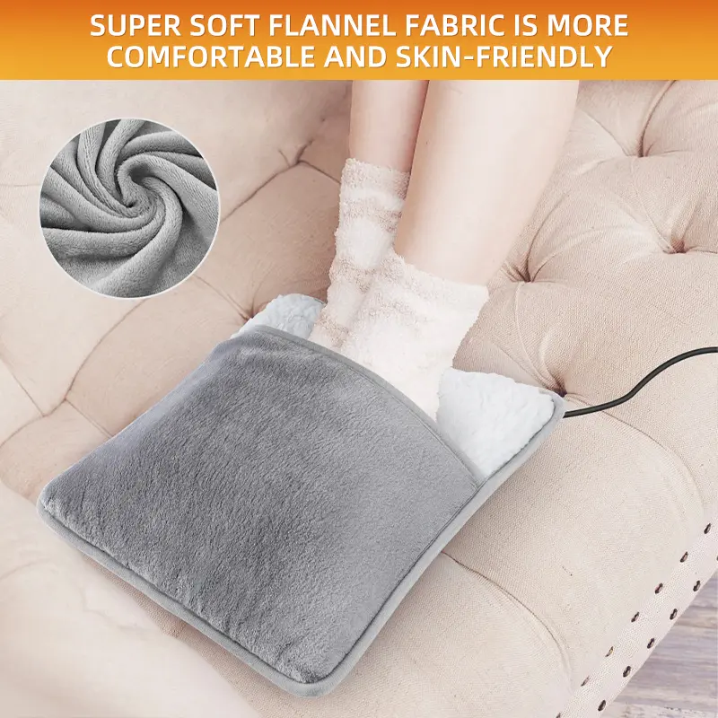 Ultra Soft Flannel Electric Heated Foot Warmer Heating Pad Massage Device - Relaxes Feet at Home, Eases Tummy Cramps, Back Pain Relief, Overheat Protection, Portable for Home Office, Heating Pad Massage Devices
