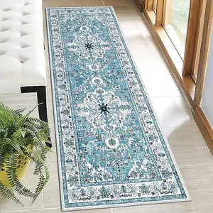 Runner Rug for Hallways Non Slip Washable Kitchen Floor Mat with Rubber Backing Ultra Soft Boho Carpet for Bedroom Entryway Laundry Bathroom