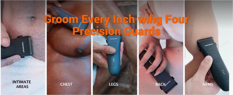 Manspot Premium Electric Body Hair Trimmer for Men - Waterproof Wet & Dry Groomer, Rechargeable Cordless Clippers for Chest Back Arms - Gym Ready Travel Friendly Green Trimmer with Comfort Design-dealsforyoudays