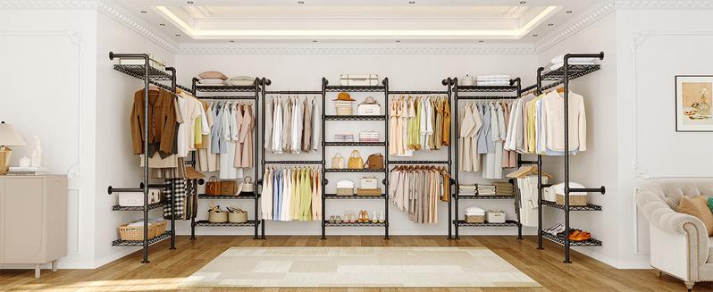 【Valentine's Day gift】ONBRILL Expandable Wall Mounted Closet System, Industrial Clothing Rack, Pipe Clothes Rack Garment Racks for Hanging Clothes, Heavy Duty Closet Organizers,Livingroom Bedroom Furniture