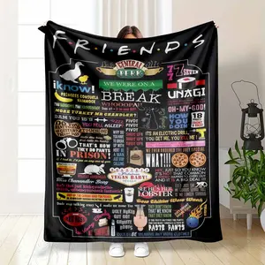 Friends Inspired Flannel Blanket Central Perk Quotes Print Soft Cozy Throw with Colorful Iconic Design Perfect for Sofa Bed Office Living Room TV Watching Gift Home Decor