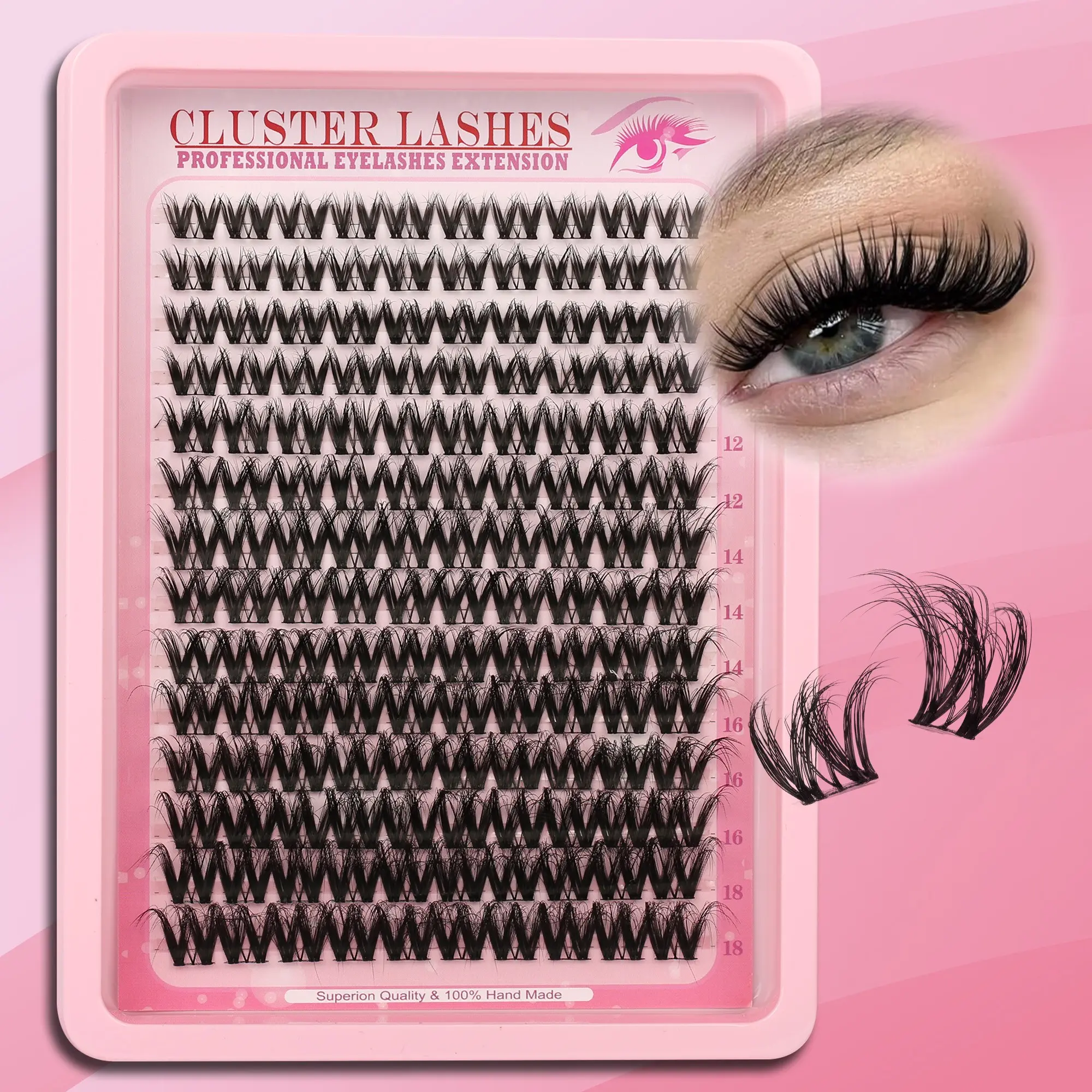 Dramatic Cluster Lashes, Ultra-Dense Personal Eyelash Extensions, Wet Look Natural 140pcs DIY Lash Kit, Fine Curled Lashes