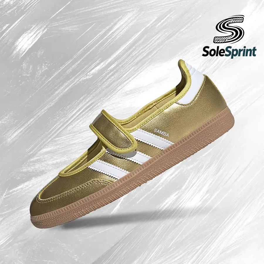 adidas Samba JaneGold Metallic White (Women's)– Women's Lifestyle Sneakers – shoes for woman -Vintagen - Running Shoes, Lightweight Shock-Absorbing Comfort, Breathable Everyday Fit, Gym Training to Street Casual Wear - back to school - IH6599