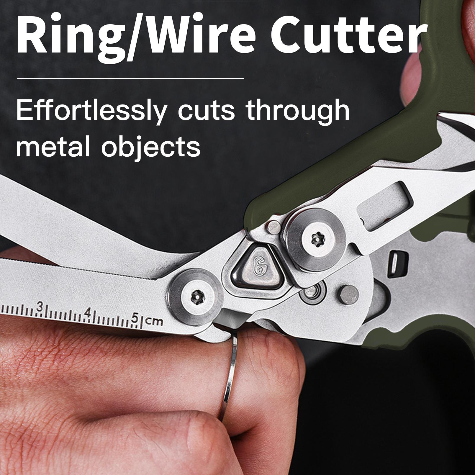 8in1 Outdoor Tactical Scissors, 2025 Upgraded EDC Multifunctional Folding Scissors, Medical Emergency Multipurpose Scissors for Outdoor Camping Hiking Home, Hand Tool, Army Green, Christmas Gift