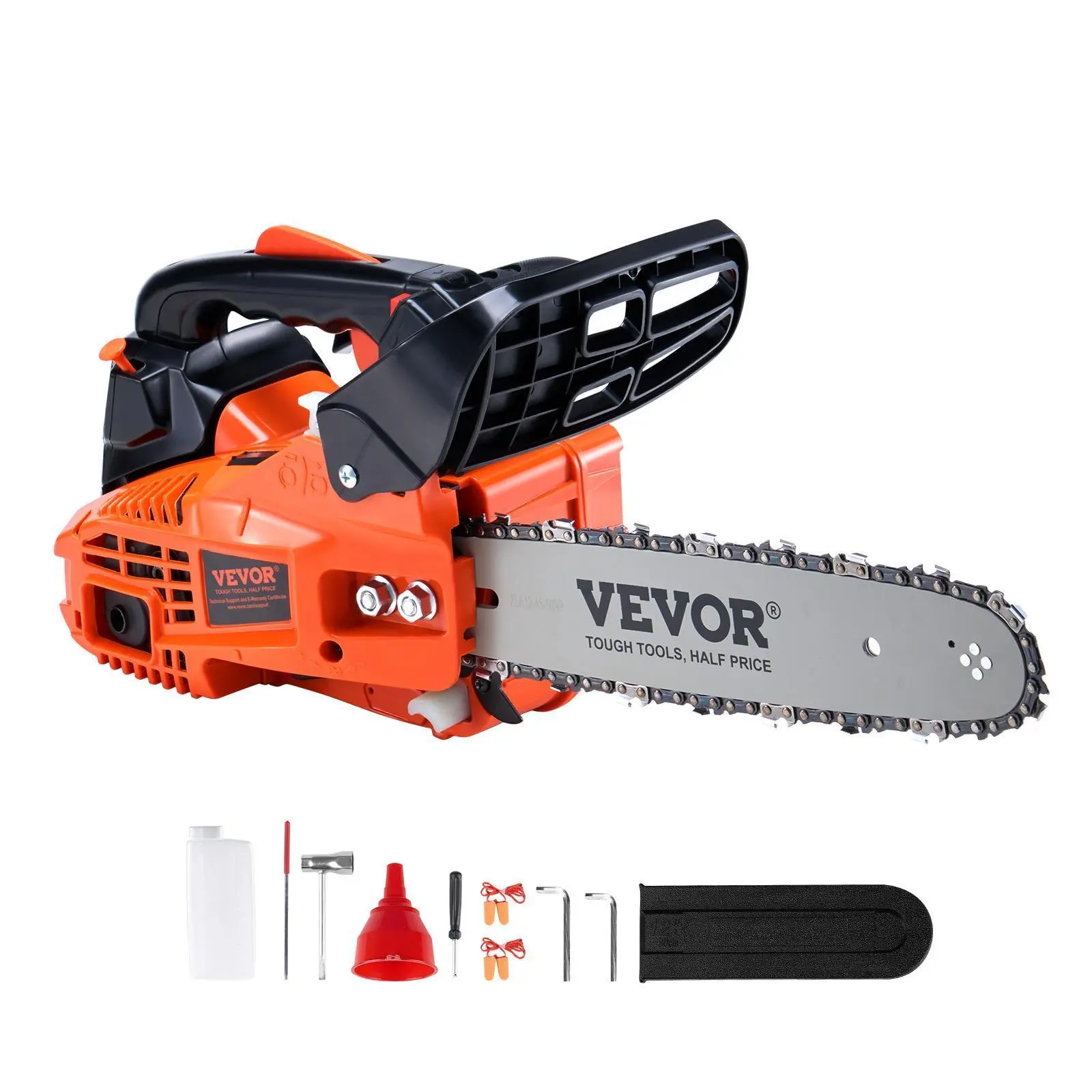 【SummerFinds】VEVOR High-Strength Steel Gas Chainsaw, 25.4CC, 12-in, 1.2HP, Gasoline-Powered Handheld Cordless Saw with Fuel Tank & Wrap-Around Handle, Comfortable for Versatile Cutting, Tree Trimming