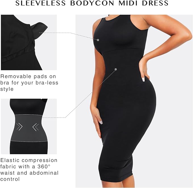 FeelinGirl Seamless Eco-friendly Large U-back Built-in Shaper Dress Bodycon Womenswear Basic Casual Comfortable Fabric SpringStatements FeelinGirl Seamless Eco-friendly Large U-back Built-in Shaper Dress Bodycon Womenswear Basic Casual Comfortable Fabric SpringStatements