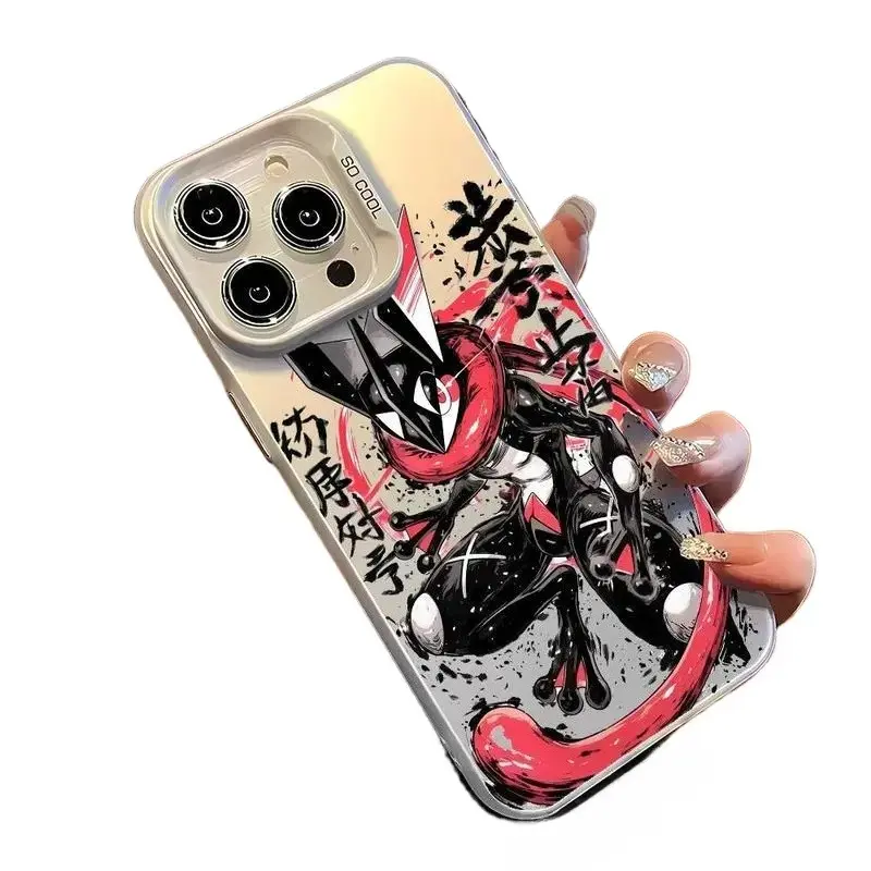 Cartoon Greninja Design Silver Smartphone Case - Handheld Cellphone Protection Accessory Compatible with iPhone 12,13,14,15,16,17 Devices, Casing