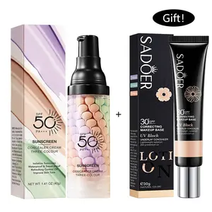 【Buy 1 Get 1 Free】3-in-1 Color Correcting Primer SPF 50 | Oil Control, Pore Blur & Brightening Sunscreen Base