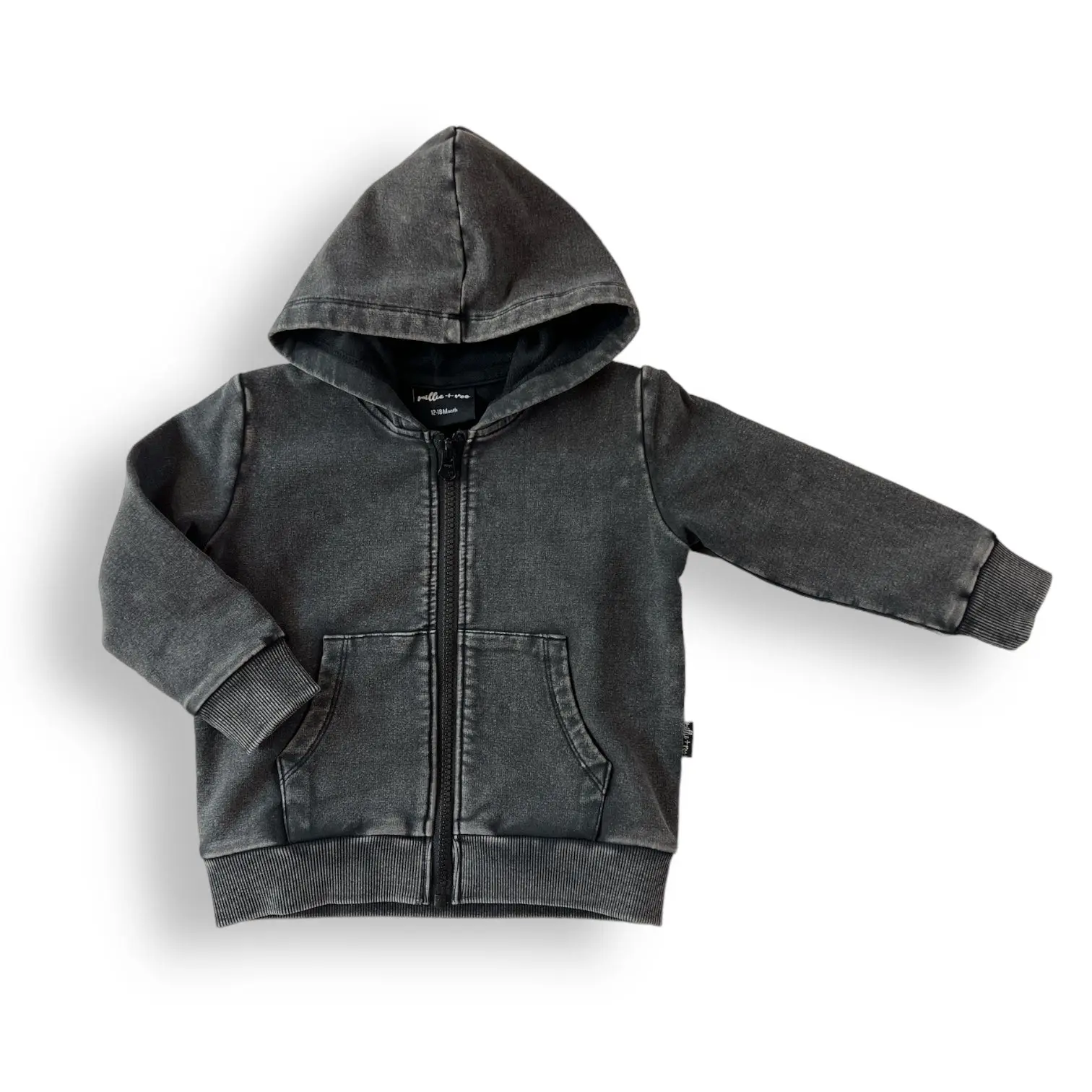 ZIP HOODIE- Midnight Snow Wash, Kids Soft Casual Jacket for Fall