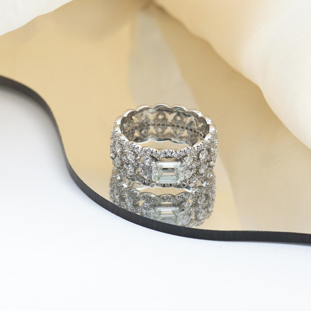 Delzzad 1ct Octagon Luxury Ring Synthetic Moissanite Ring Band In 925 Sterling Silver Birthday Anniversary Mother's Day Christmas Gifts for Men Women