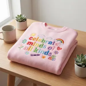Embroidered “Celebrate Minds of All Kinds” Sweatshirt – Autism Awareness Inclusion Crewneck, Special Education Sped Teacher Shirt