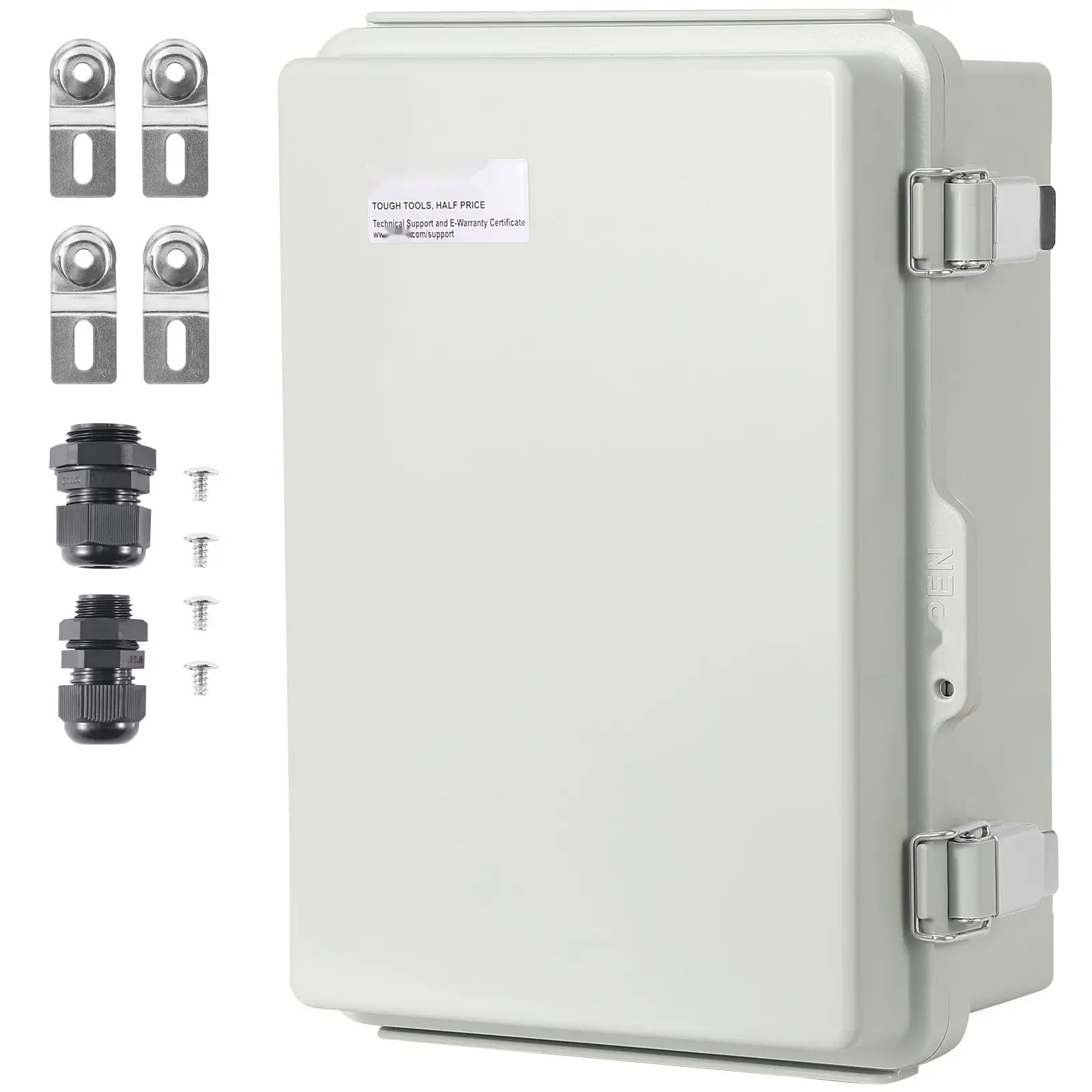 Outdoor Electrical Junction Box 16.93 x 12.99 x 7.09 In ABS Plastic Enclosure With Hinged Cover, Stainless Steel Latch, IP67 Dustproof Waterproof, Weatherproof Outdoor Electrical Enclosure