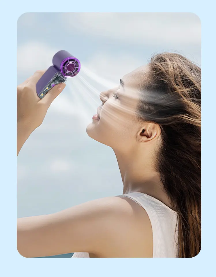 Adjustable Cooling Fan - High-Speed Handheld Mini Sized Rechargeable Camping Fan, 0-100 Gears Adjustment, Long Battery Life, LED Light Digital Display, Lightweight, Portable, Low Noise, Wearable, USB Port Charging, Ideal for Outdoor Camping, Travel
