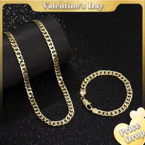 Holylegend 14K  Real Gold-Plated Cuban, Figaro and Rope Chain  Necklace Set– Upgraded Craft, Faceted Cut ,Tarnish-Free with Nanotechnology Coating, 24", 6mm/8mm Fashion Pendants, Fashion Necklace