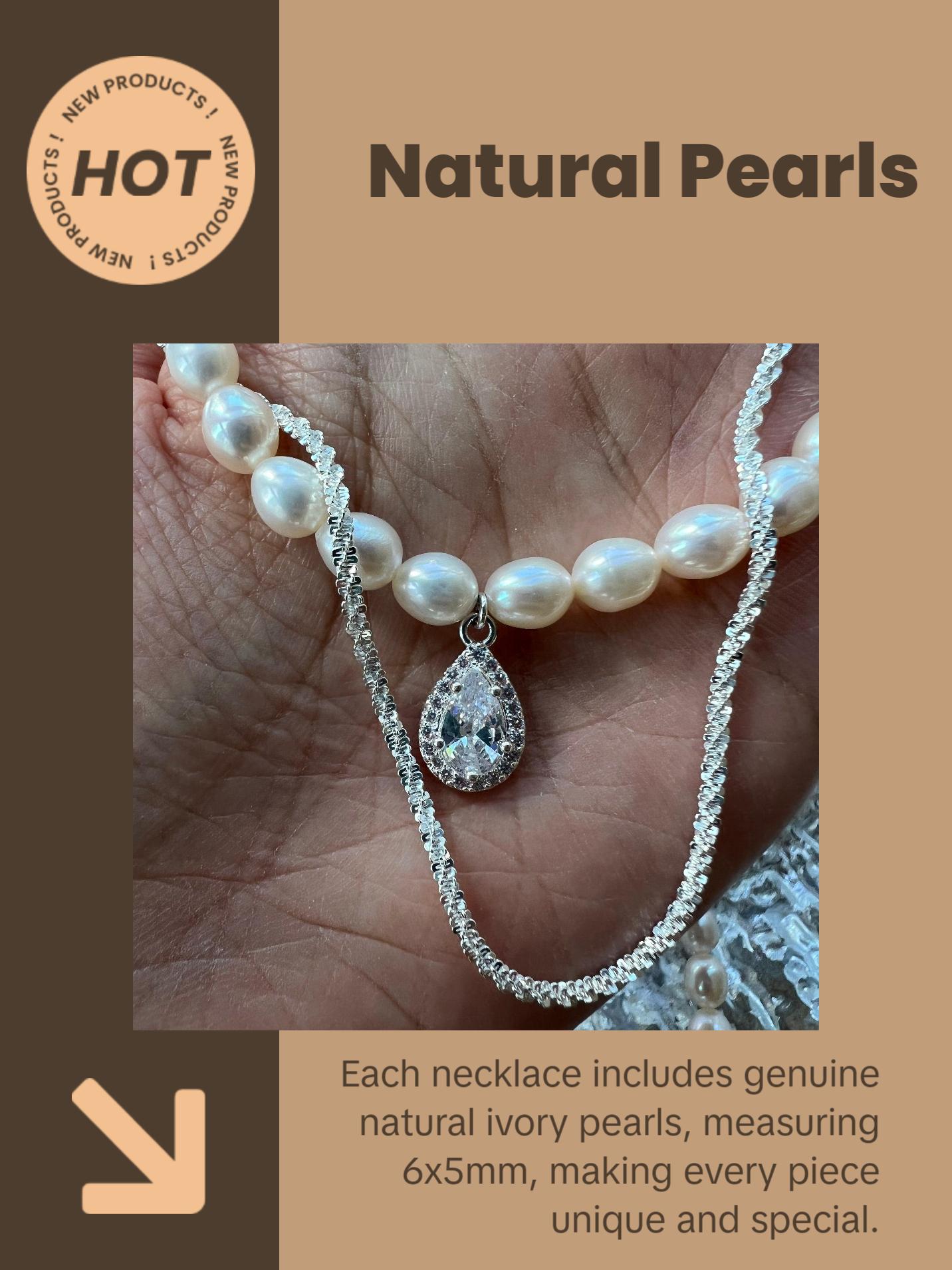 Pearl Choker with Charm, Double Layer Necklace, Freshwater Pearl Necklace, 2 Ways Necklace, Silver chain Teardrop Cz Pendant Pearl Necklace Pearl Choker with Charm, Double Layer Necklace, Freshwater Pearl Necklace, 2 Ways Necklace, Silver chain Teardrop Cz Pendant Pearl Necklace