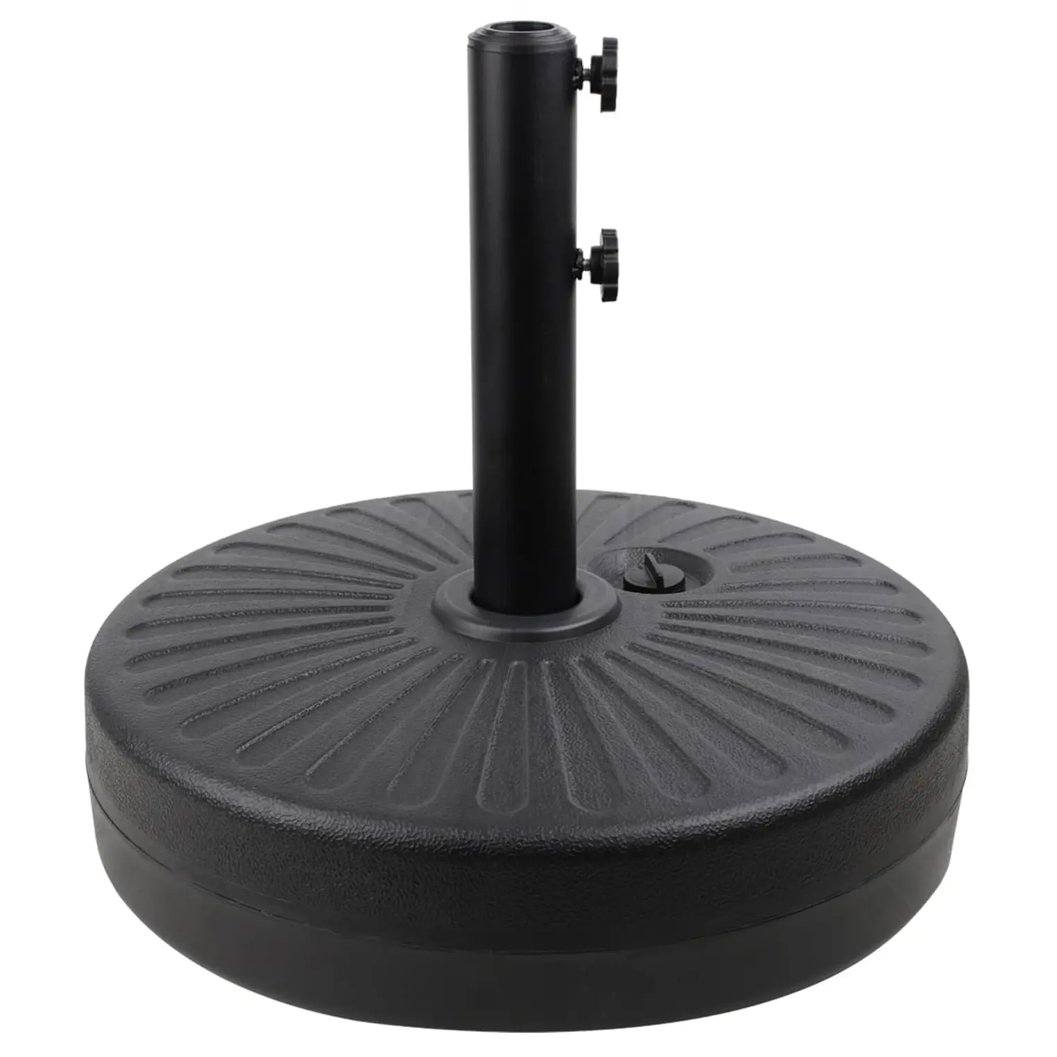 Heavy-Duty Round Patio Market Umbrella Base Stand (Single Unit) with Steel Holder, Water/Sand Weight Fillable Design, 44-lb Stable Support, Durable Pole, Weather-Resistant Sunshade, Requires Assembly for Outdoor Umbrellas