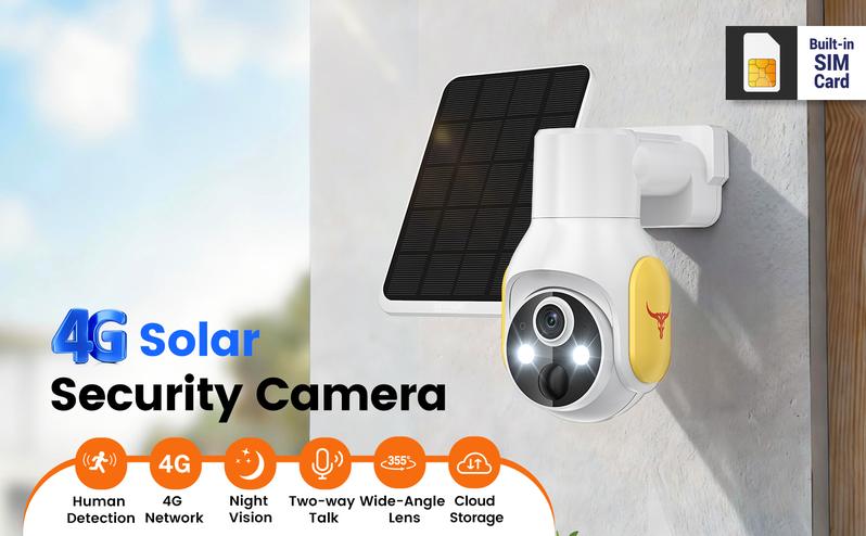 4G LTE Cellular Security Camera with Solar Panel, 1080p HD, AI Motion Detection, Pan Tilt, 2-Way Talk, Night Vision, SIM Card Included, Works with Verizon/AT&T/T-Mobile, No WiFi Needed, IP65 4G LTE Cellular Security Camera with Solar Panel, 1080p HD, AI Motion Detection, Pan Tilt, 2-Way Talk, Night Vision, SIM Card Included, Works with Verizon/AT&T/T-Mobile, No WiFi Needed, IP65