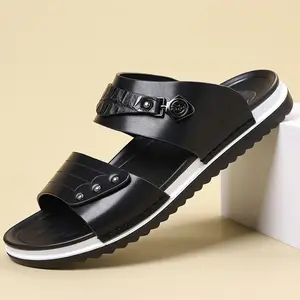 Men’s Summer Thick-Soled Double-Strap Non-Slip Casual Slides for Outdoor Seaside/Beach Use – Comfortable Single-Strap Men’s Slide Sandals