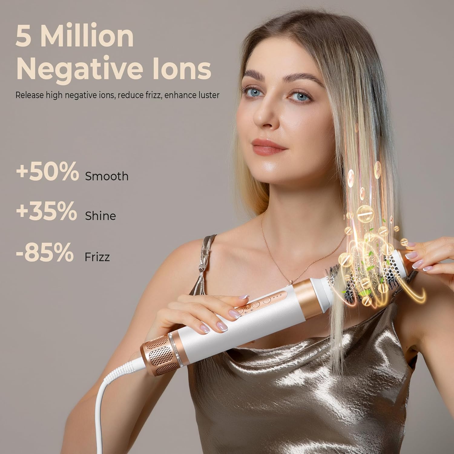 7-in-1 Hair Dryer Comb, Powerful Blow Dryer Comb with Air Curler, Blow Dryer Comb with Diffuser, Ionic Hot Air Comb for Quick Drying, Volumizing, Curling, Straightening, Hair Styling Tool, Voltage 100-120V