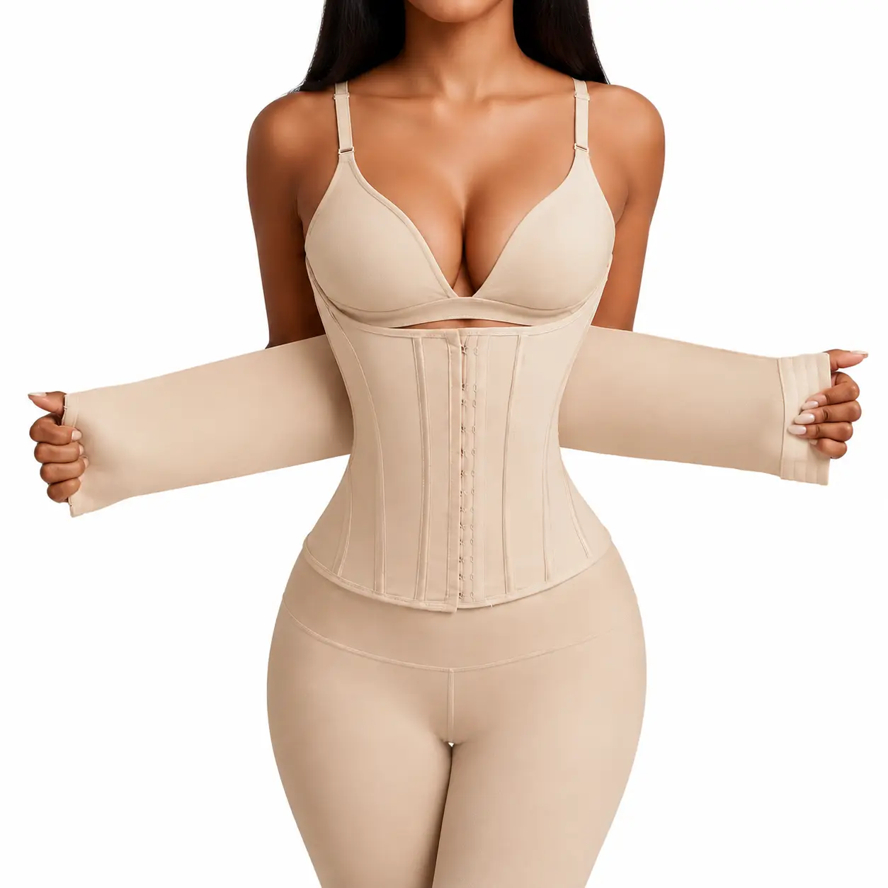 Women’s Waist Trainer Corset Adjustable Hook & Eye Closure Waist Cincher Shaping Body Belt with Shoulder Straps