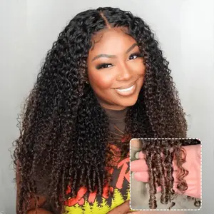 UNice Ombre Chestnut Brown Burmese Curly Wig No Slip Glueless 7x5 HD Lace Closure Human Hair Wigs with Drawsting Beginners Friendly Natural Looking summerwins