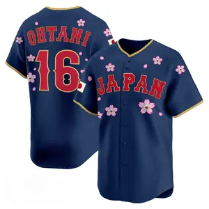Japan Ohtani #16 Sakura Cherry Blossom Fan Apparel, Navy Blue Baseball Inspired T-Shirt, Japan National Player Tee