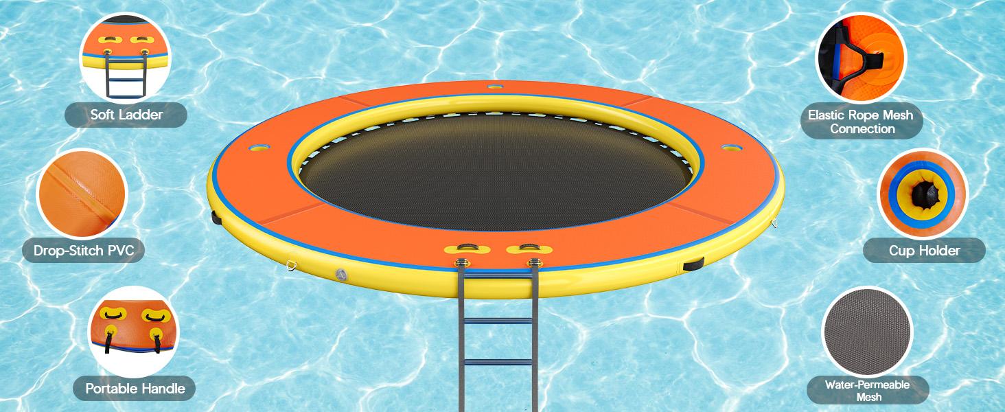 AMERLIFE 8FT/10FT/12FT Hexagon/Circle/Triangle Inflatable Water Hammock for Adults, Floating Raft Dock Platform with Mesh, Heavy Duty Water Float Dock for Lake, Beach, Summer Party AMERLIFE 8FT/10FT/12FT Hexagon/Circle/Triangle Inflatable Water Hammock for Adults, Floating Raft Dock Platform with Mesh, Heavy Duty Water Float Dock for Lake, Beach, Summer Party