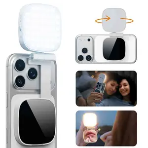 Magnetic Selfie Light Compatible with iPhone Magsafe, Adjusted 5 Modes,CRI97+ Rechargable LED Phone Fill Light with Mirror for Selfies, Photography, Makeup, Vlogs, TikTok, Video Recording