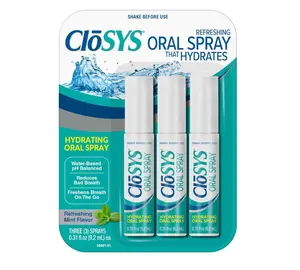 CloSYS Oral Breath Spray, Sugar Free Mouth Spray for Bad Breath, pH Balanced Mint Flavored 0.31oz (3 Count)