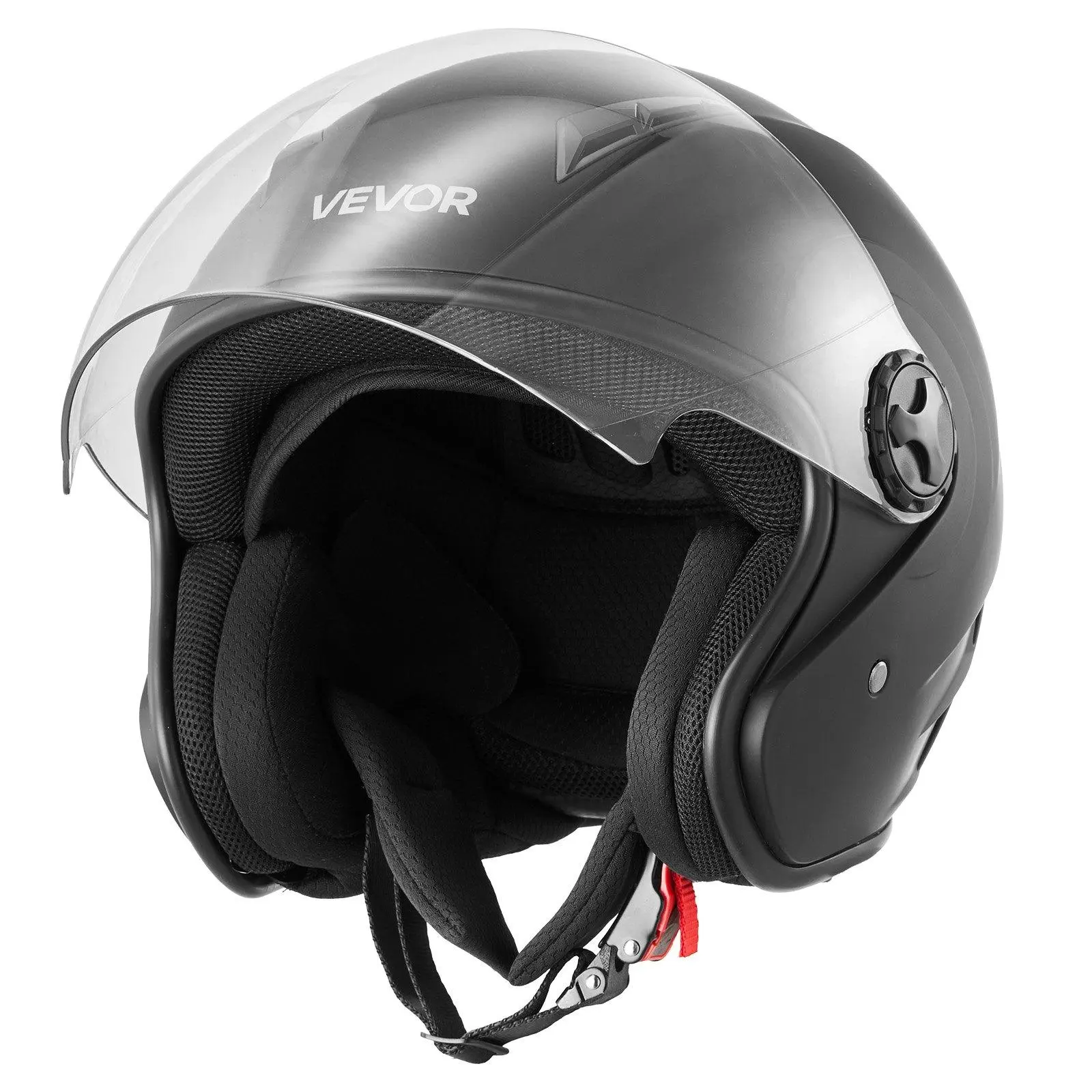 Motorcycle Helmet, 3/4 Open Face, Adult Motocross Dirt Bike Helmet With Clear Visor, Comfortable Motorbike Racing Street With Detachable Liner For Men & Women, DOT Approved, (Matte Black, M,XL)，cool helmet，modular helmet，vintage riding helmet