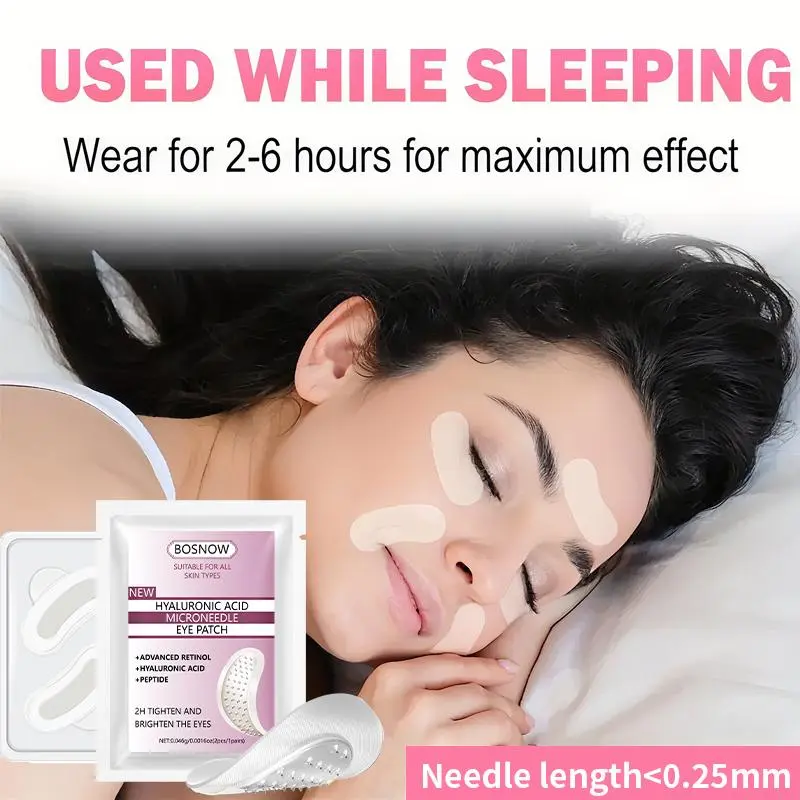 【2 Pcs】Dissolvable Hyaluronic Acid Microneedle Under-Eye Patches, Overnight Sleeping Mask Infused with Retinol & Peptide, 0.25mm Painless Soluble Microdart Patches, Helps Improve Dark Circles, Puffy Eyes & Fine Lines, Anti-Aging Under Eye Skin Care