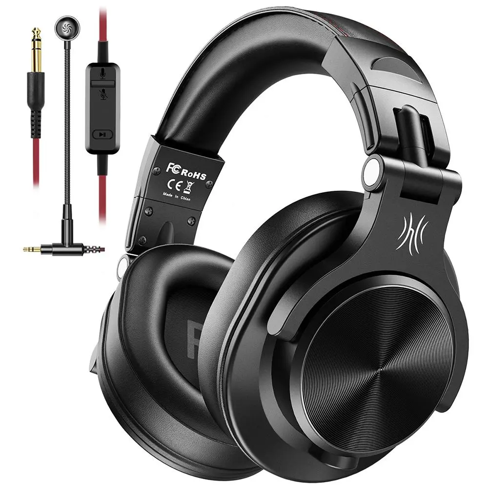 Oneodio Studio DJ Headphones for Monitoring, 3.5mm/6.35mm Wired Hi-Res Over Ear Gaming Headset with Boom Microphone for PC Ps4 Xbox One, PC Headsets, Office Use, Computer Headset, Gaming Peripherals