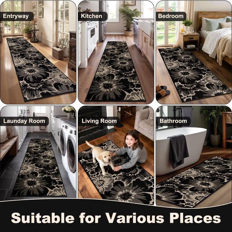 LOKHOM Kitchen Mats for Floor Durable Set Farmhouse Runner Rugs Non Skid Washable Soft Comfort Mats for Kitchen Area Rug Indoor Door Anti Slip Eco Friendly Stain Resistant TPR Backing Durable Polypropylene Surface Material Easy to Clean