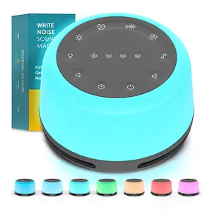 Sleep Sound Machine with White Noise & Night Light, 24 Natural Soothing Sounds, 7-Color Breathing Lights, Rechargeable & Portable