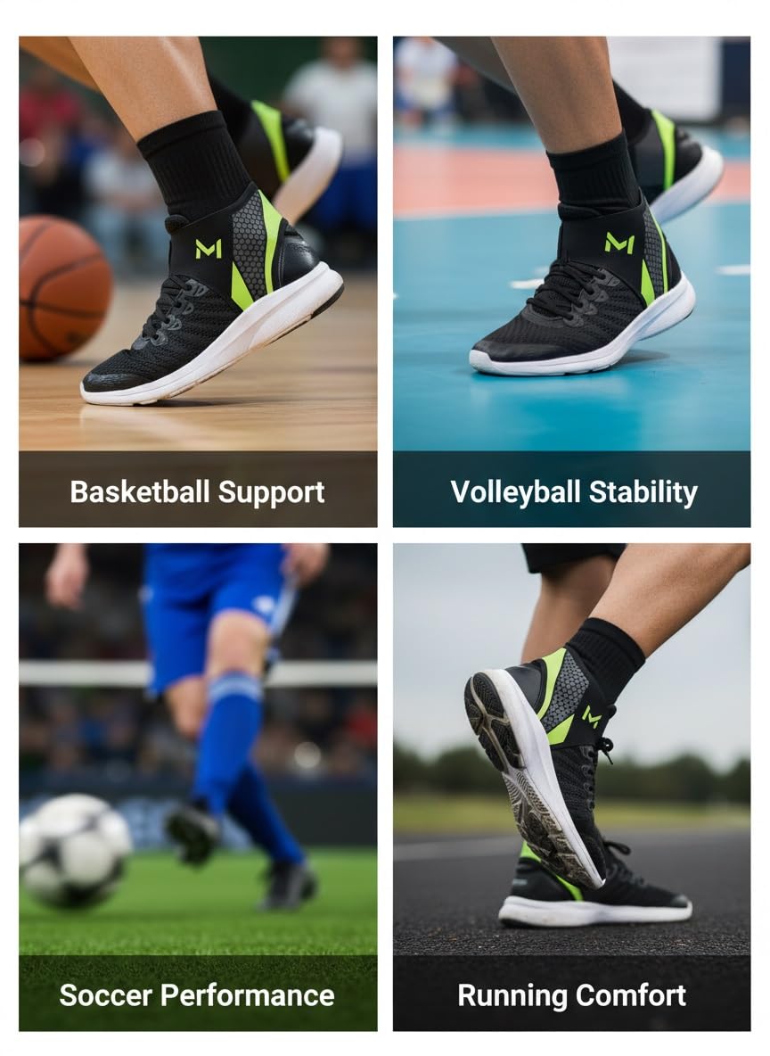 Ankle Brace Compression Support Stabilizer Lace Up Sports Basketball Sprain Recovery Men Women Adjustable Foot Ankle Orthopedic Grade Tendonitis Protection