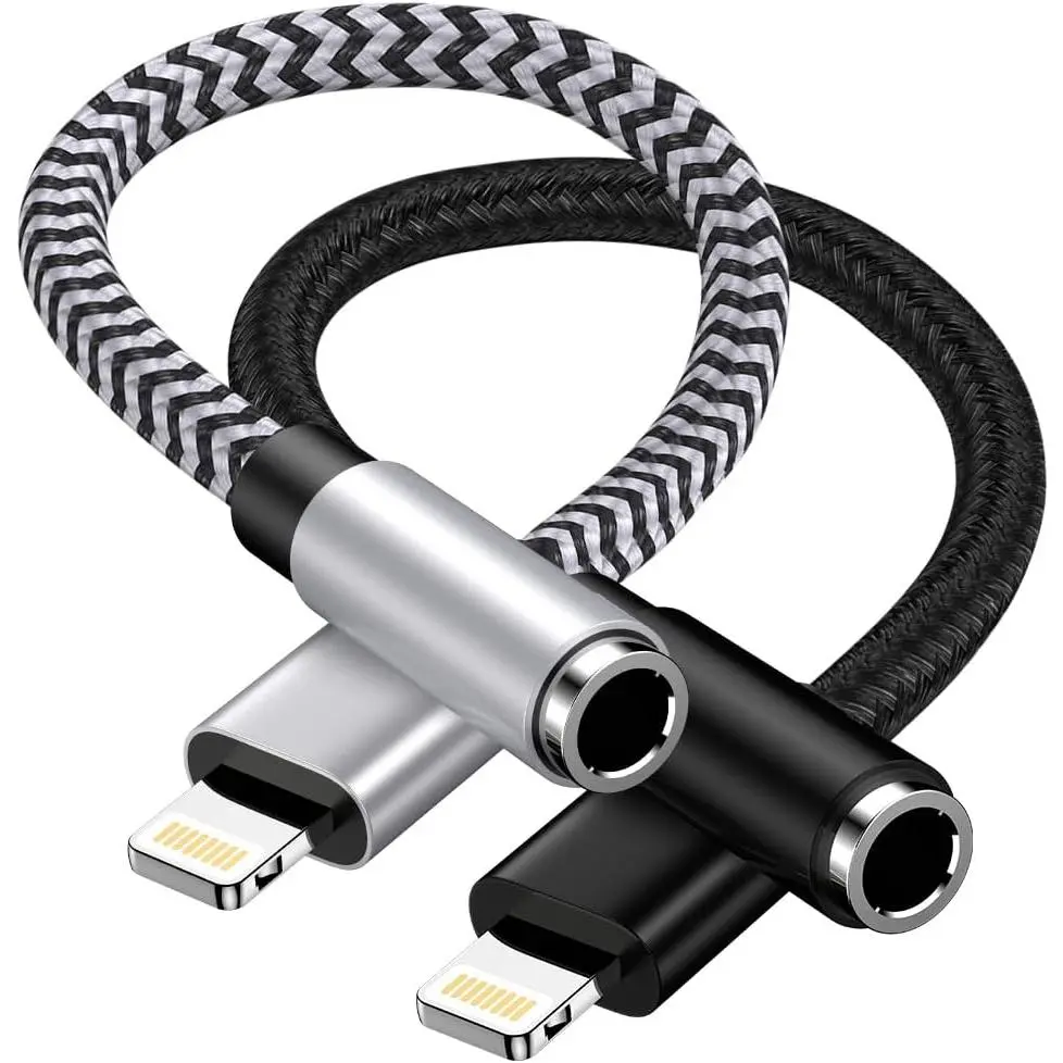 2Pack iPhone Headphone Adapter, [Apple MFi Certified] Lightning to 3.5mm Headphone/Earphone Audio Aux Jack Adapter iPhone Aux Adapter Dongle for iPhone 14 13 12 11 Pro Max Plus Mini XR XS 8 iPad iPod